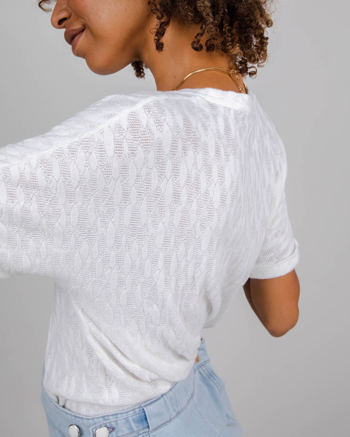 T-shirt blanc en dentelle de coton bio - lace oversize tee white