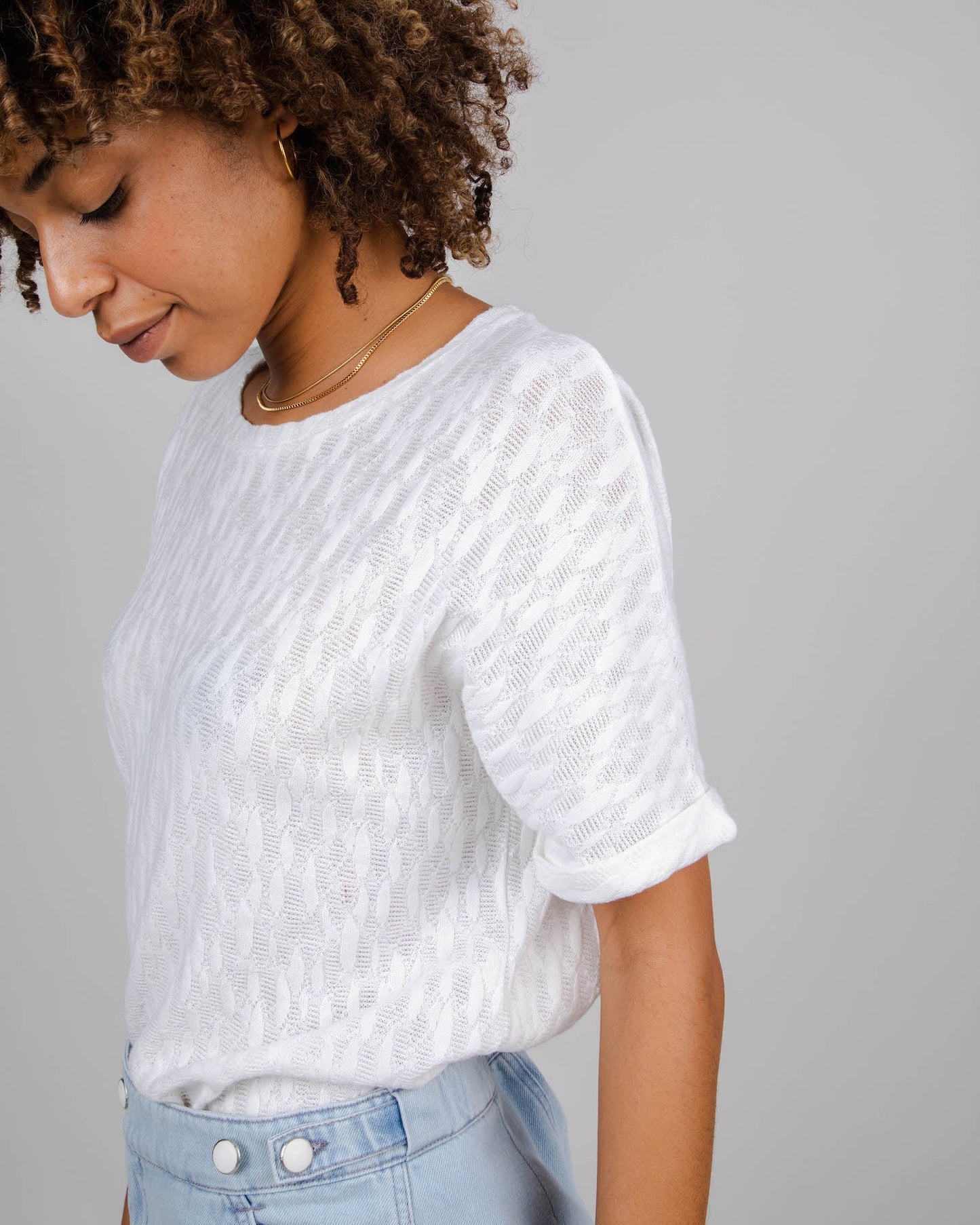 T-shirt blanc en dentelle de coton bio - lace oversize tee white