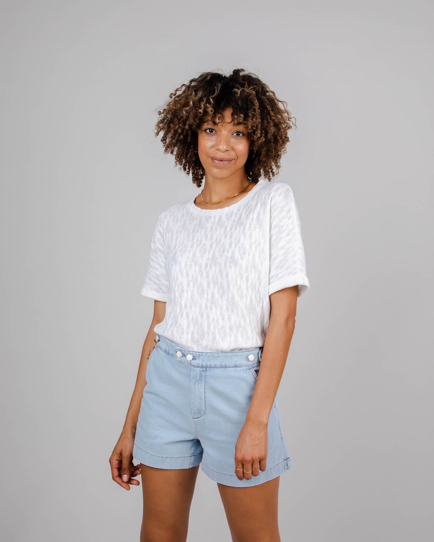 T-shirt blanc en dentelle de coton bio - lace oversize tee white