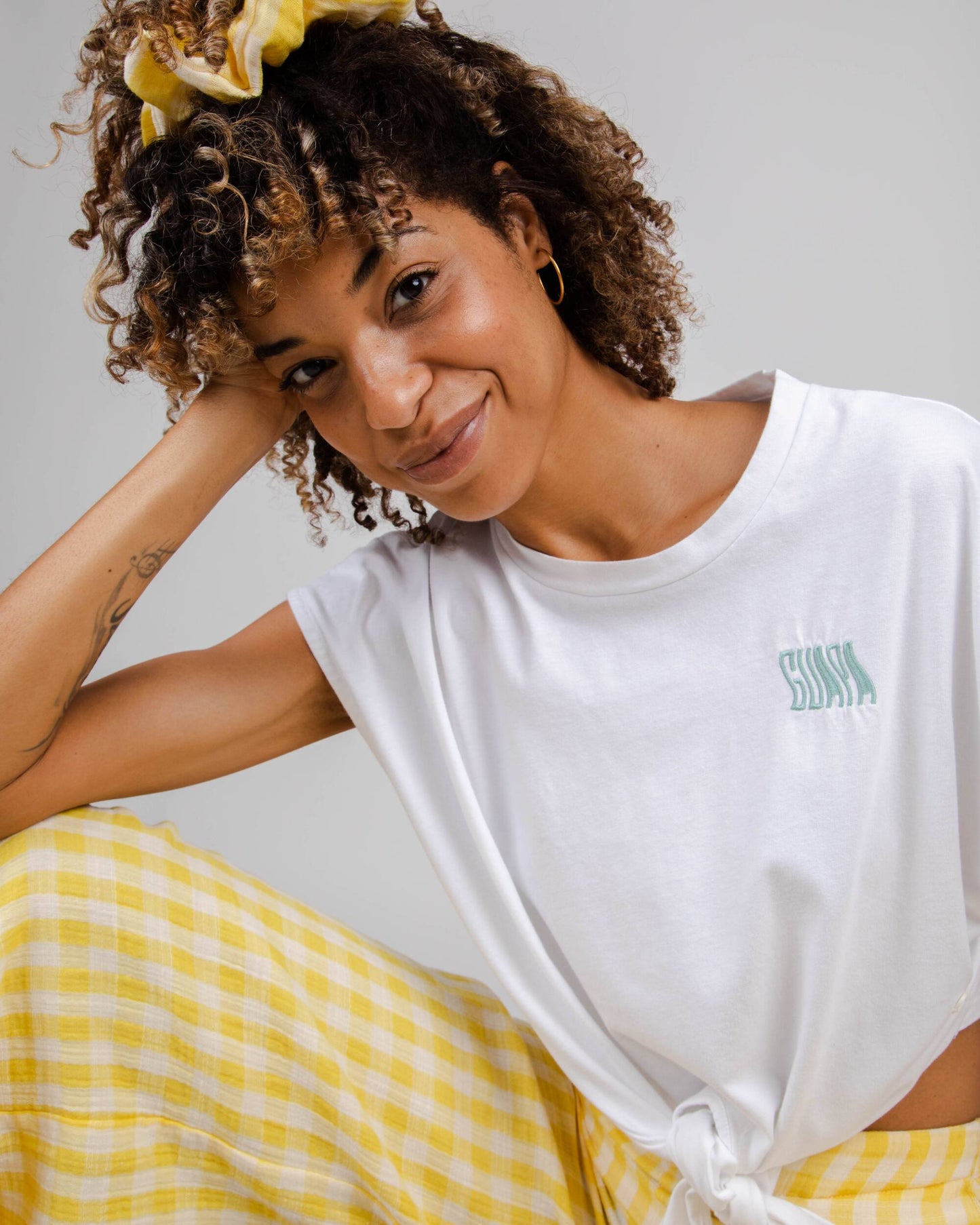 T-shirt blanc noué en coton bio - guapa knotted tee white