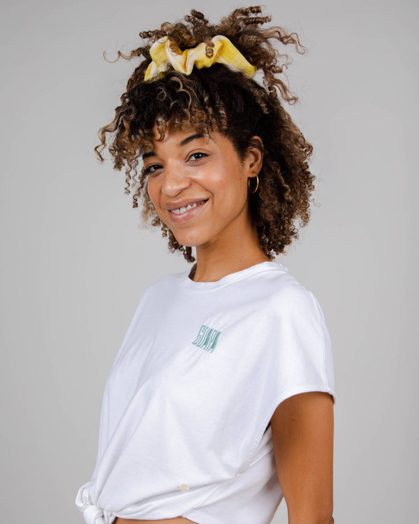 T-shirt blanc noué en coton bio - guapa knotted tee white