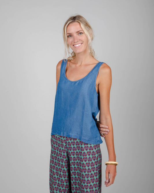 Débardeur bleu en tencel - denim tank top indigo - blue