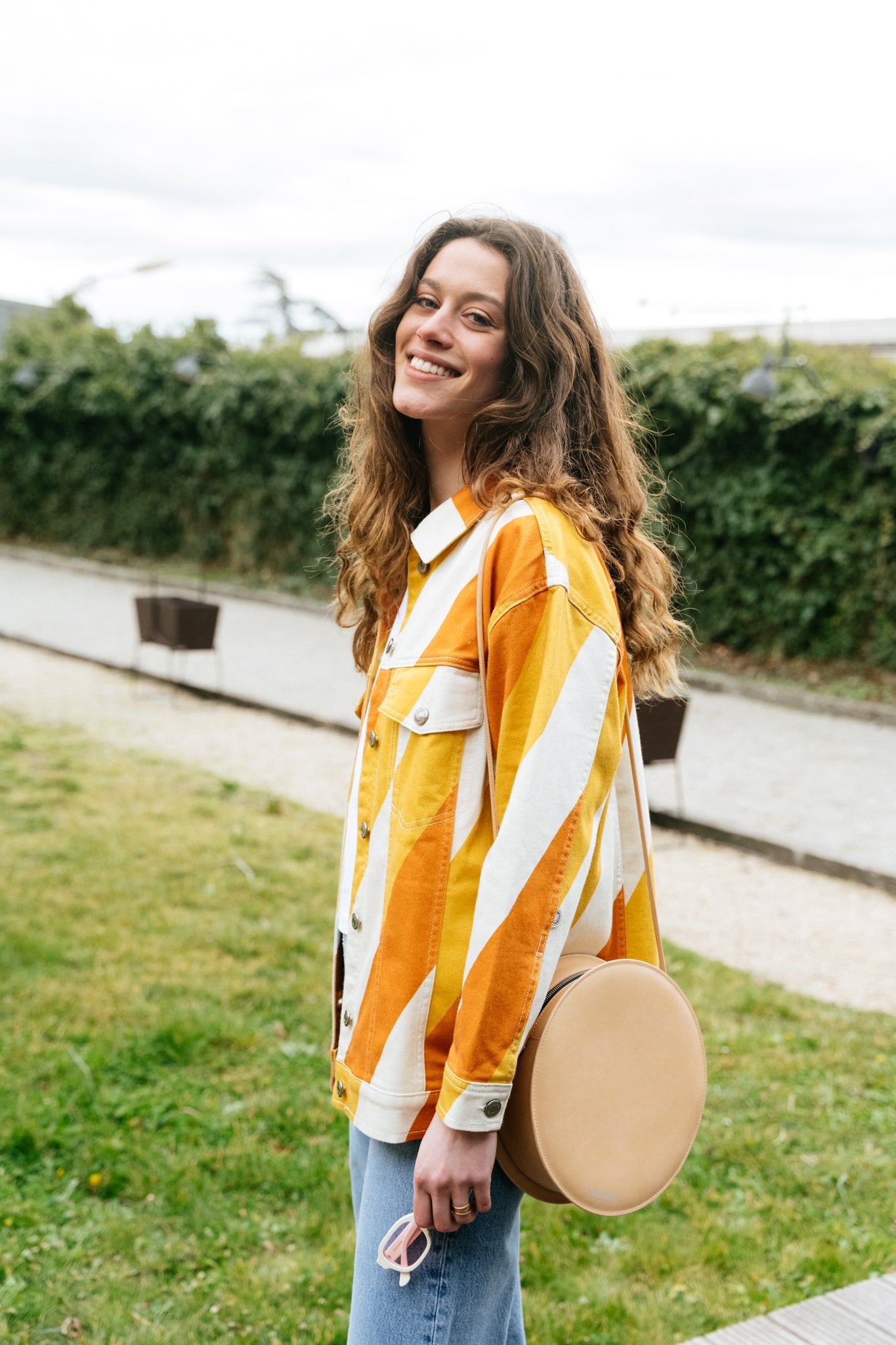 Veste rayée jaune et orange en coton bio - yellow slash phoebe jacket