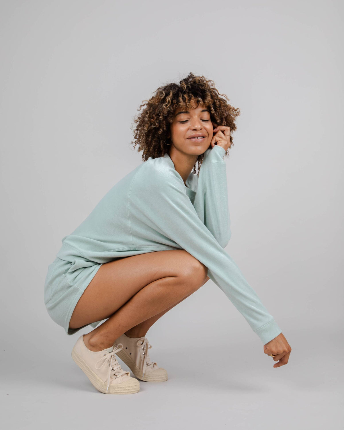 Sweat éponge en coton bio | Turquoise "light morera"