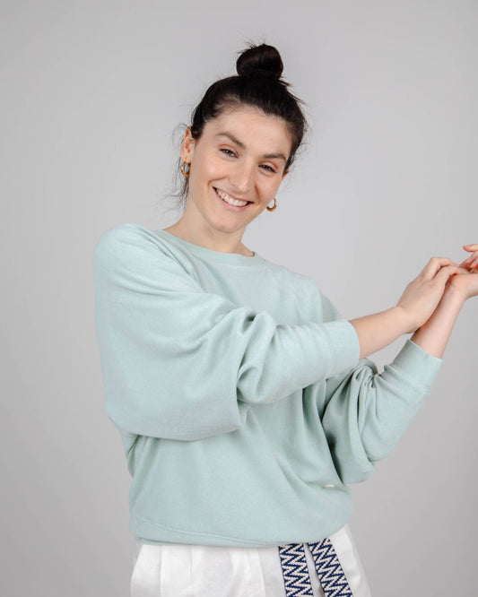 Sweat éponge en coton bio | Turquoise "light morera"