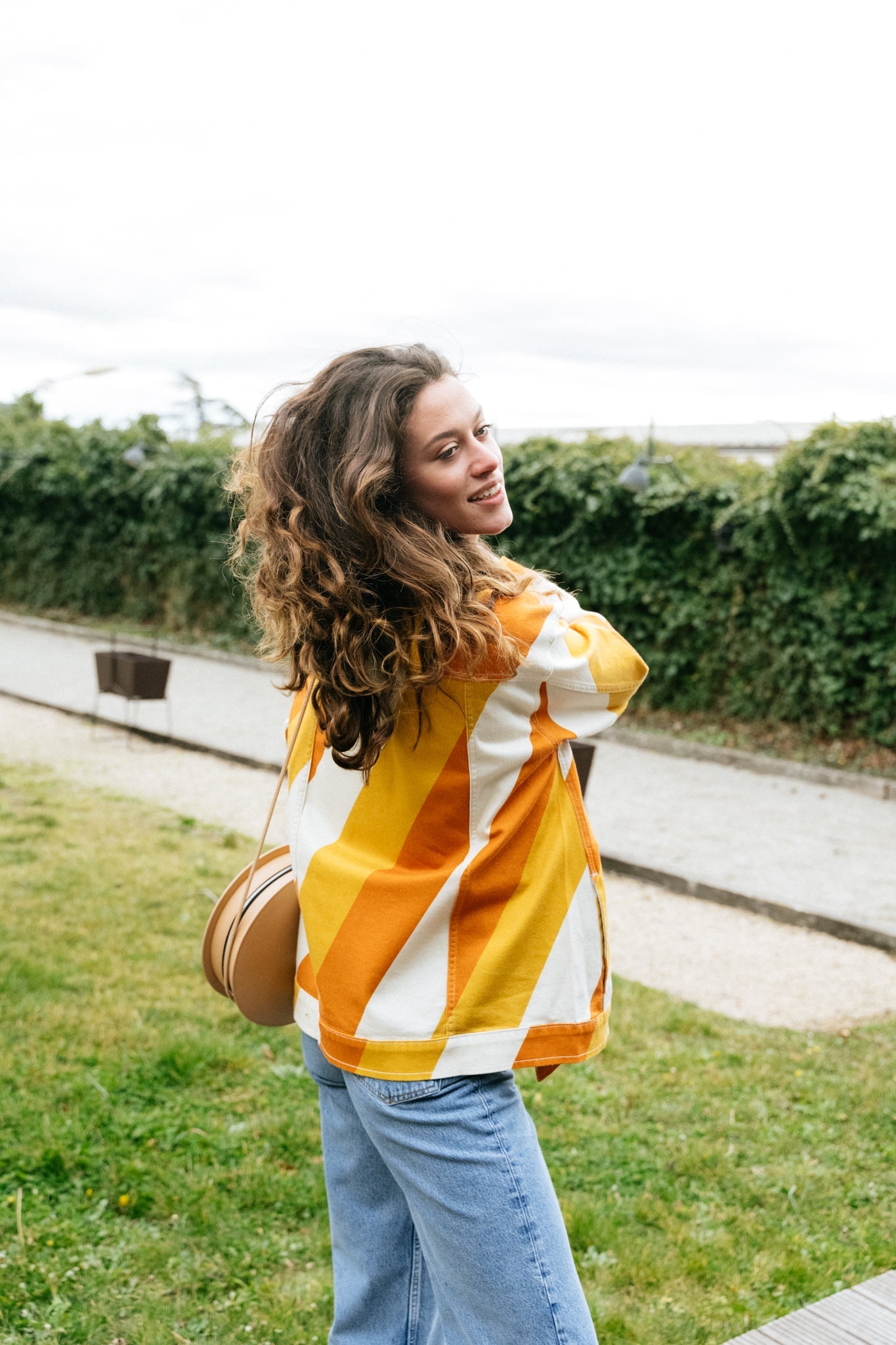 Veste rayée jaune et orange en coton bio - yellow slash phoebe jacket