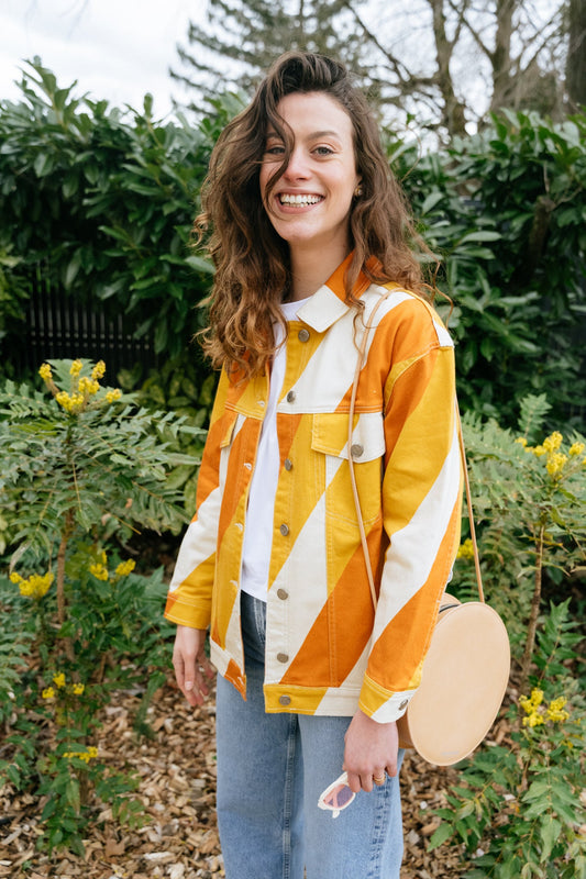 Veste rayée jaune et orange en coton bio - yellow slash phoebe jacket
