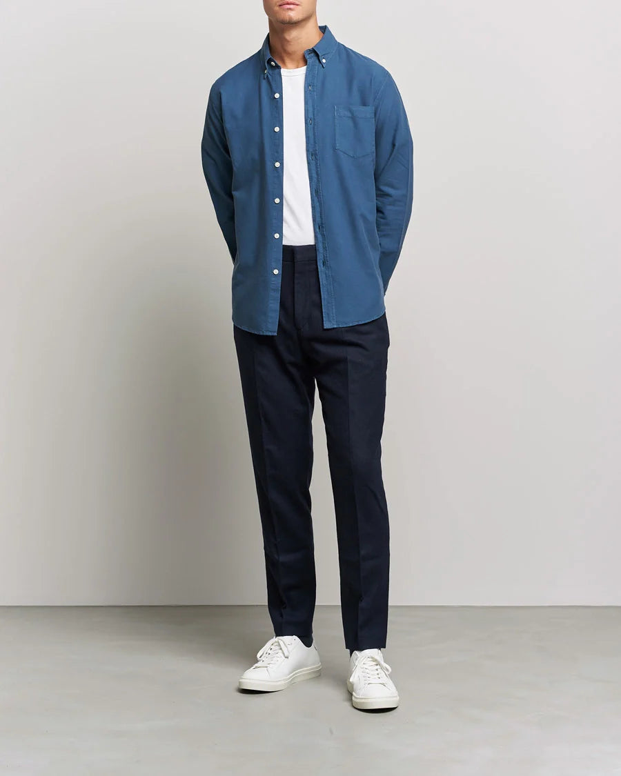 Chemise en coton bio | bleu "petrol blue"