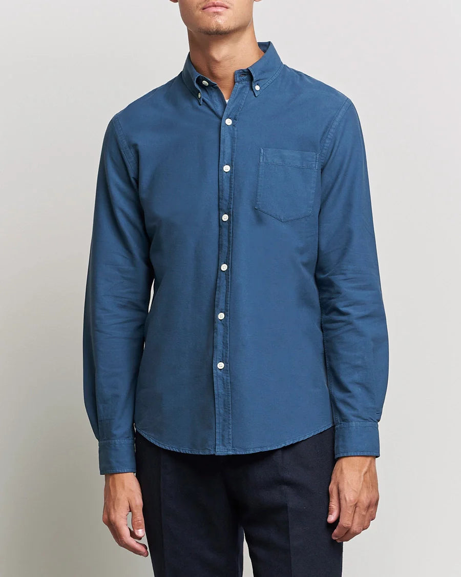 Chemise en coton bio | bleu "petrol blue"