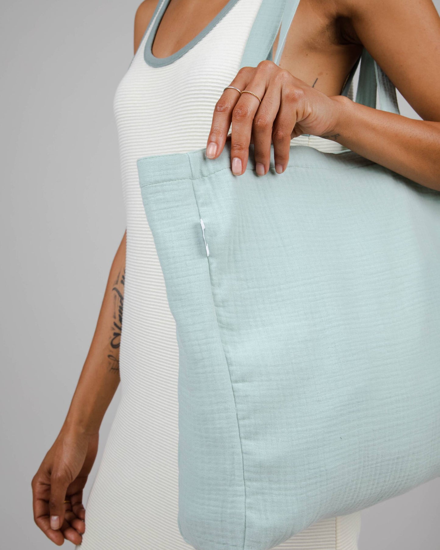 Sac cabas turquoise en coton bio - bubble light morera