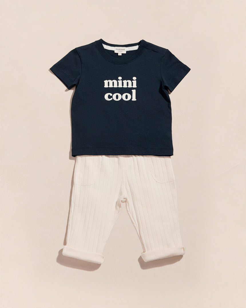 T-shirt en jersey de coton bio | Bleu nuit "mini cool charbon"
