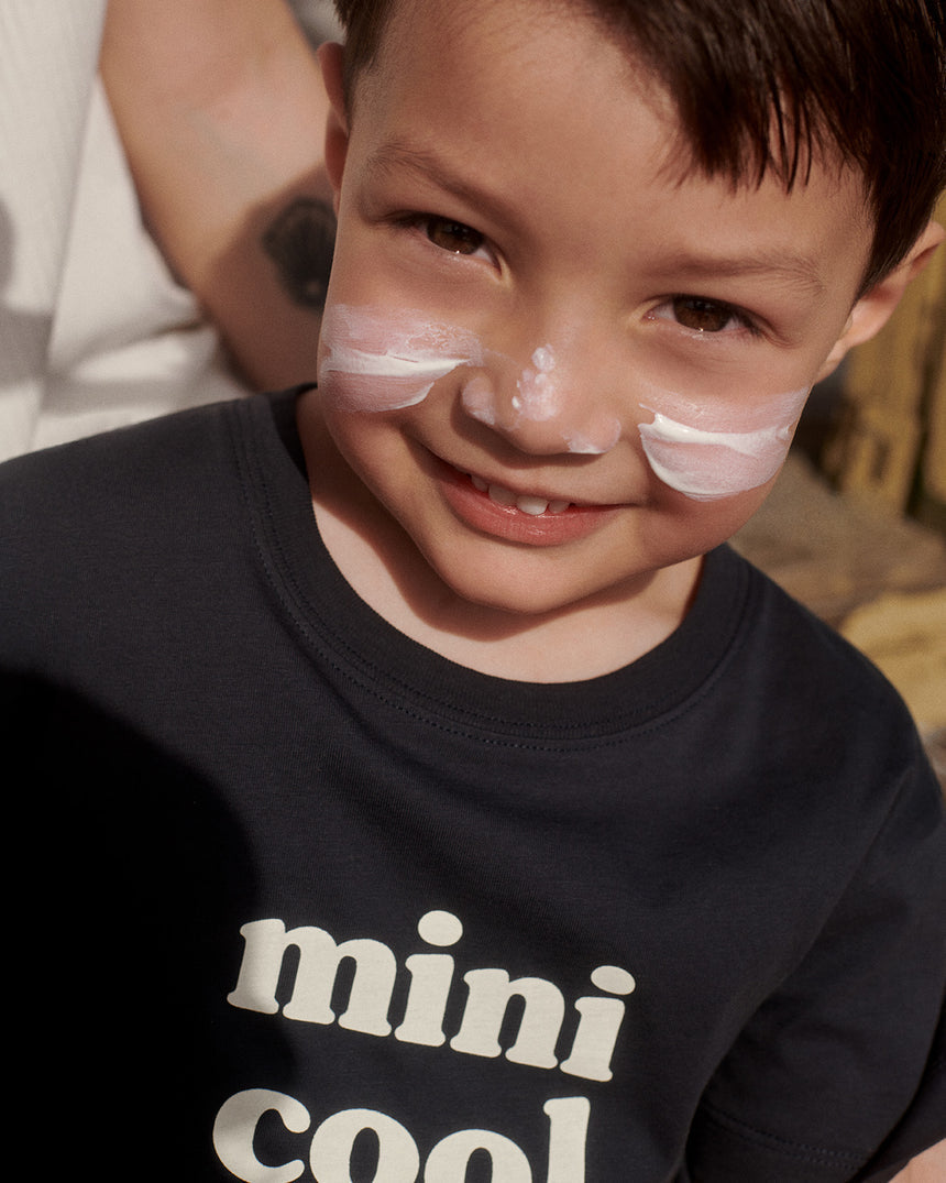 T-shirt en jersey de coton bio | Bleu nuit "mini cool charbon"