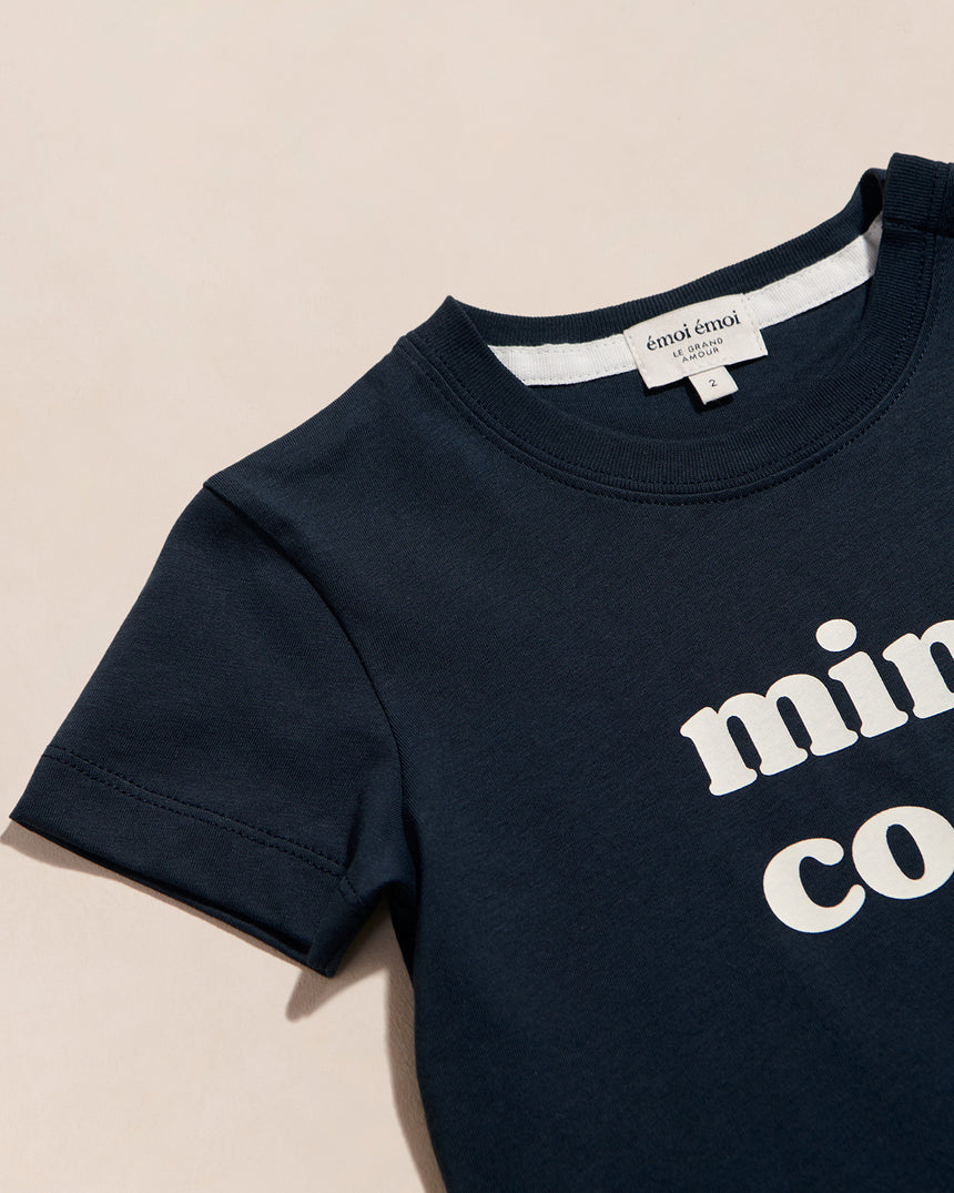 T-shirt en jersey de coton bio | Bleu nuit "mini cool charbon"