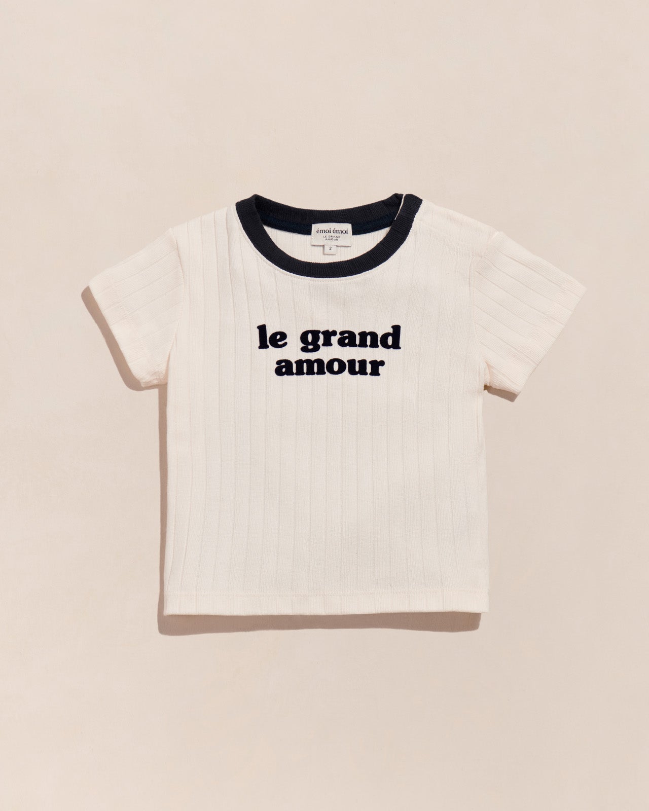 T-shirt côtelé en coton bio | Crème "le grand amour enfant crème"