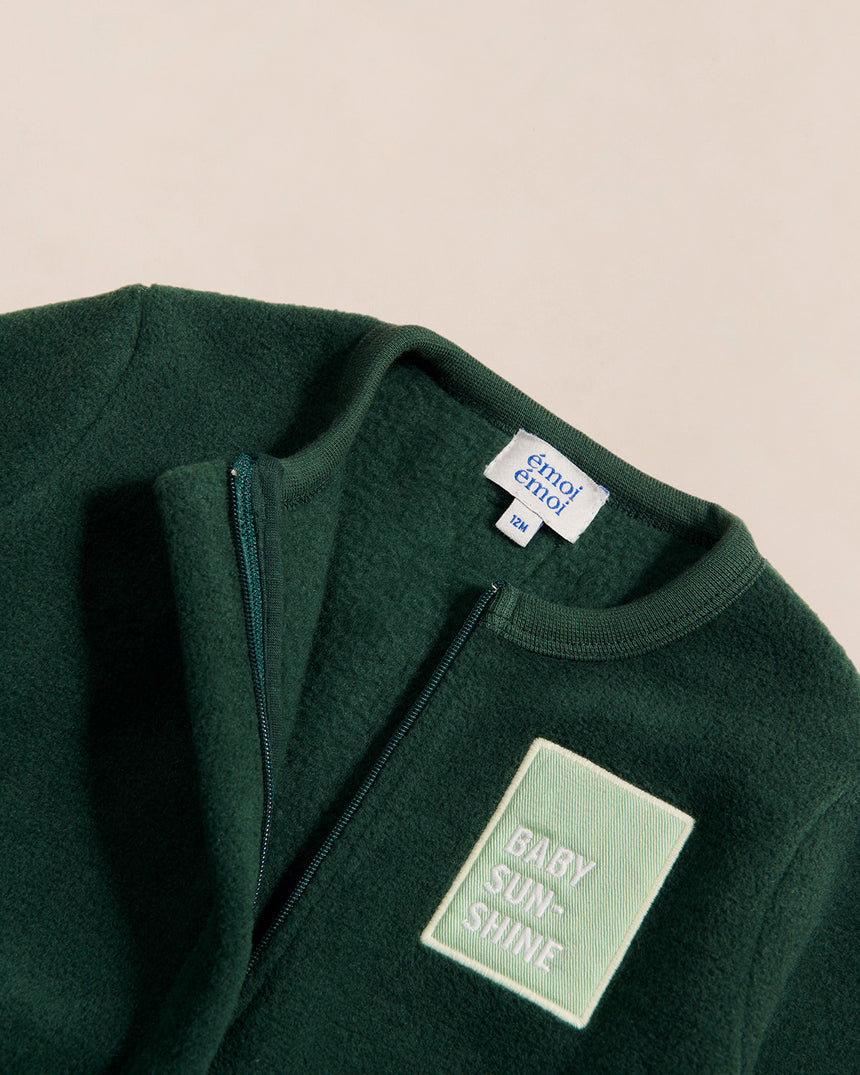 Combinaison polaire en matière recyclée | Vert "baby sunshine vert nuit"