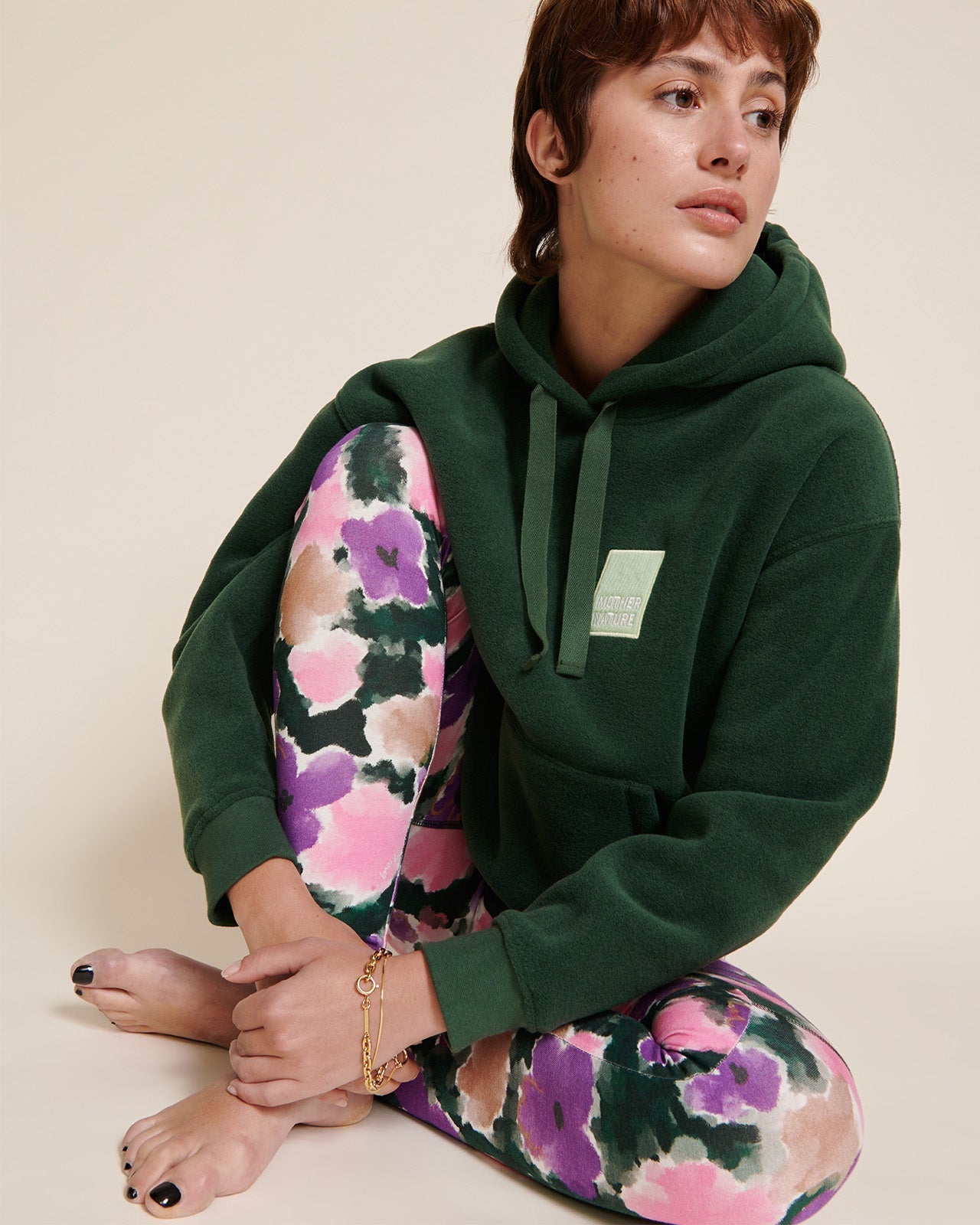 Sweat à capuche polaire en matière recyclée | Vert "mother nature vert nuit"