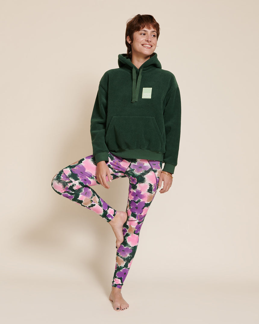 Sweat à capuche polaire en matière recyclée | Vert "mother nature vert nuit"