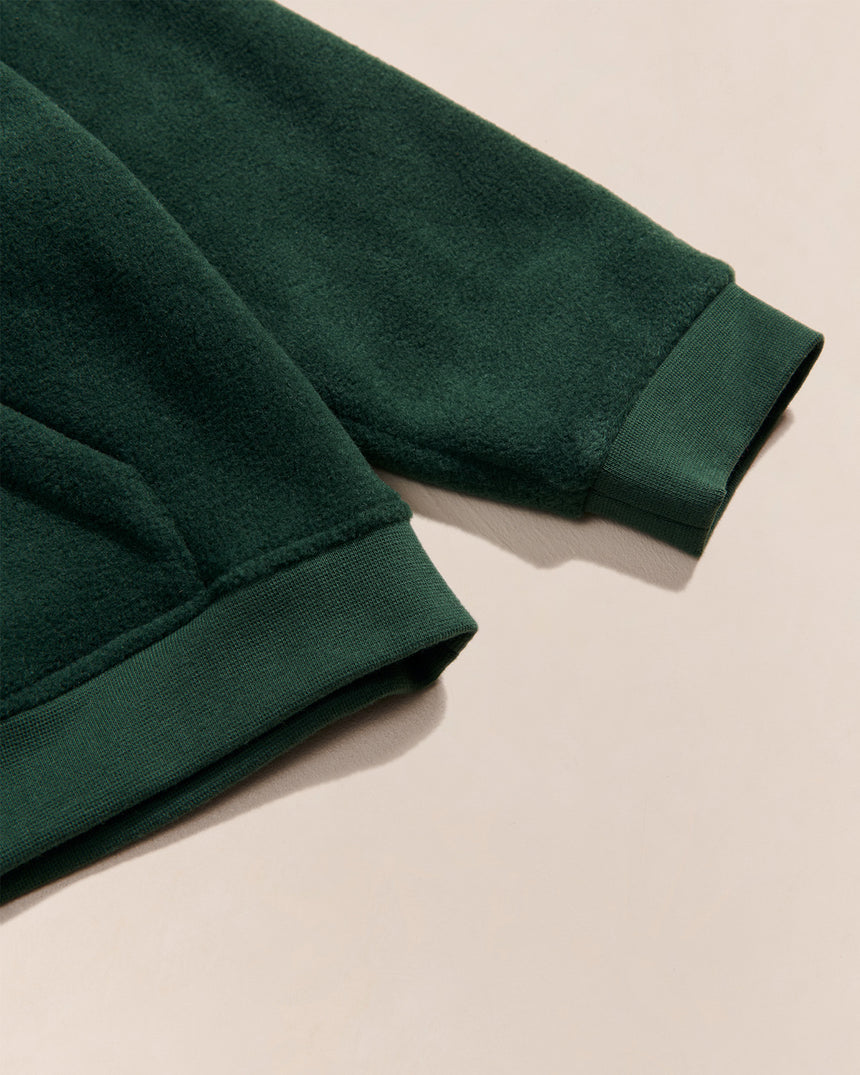 Sweat à capuche polaire en matière recyclée | Vert "wood kid vert nuit"