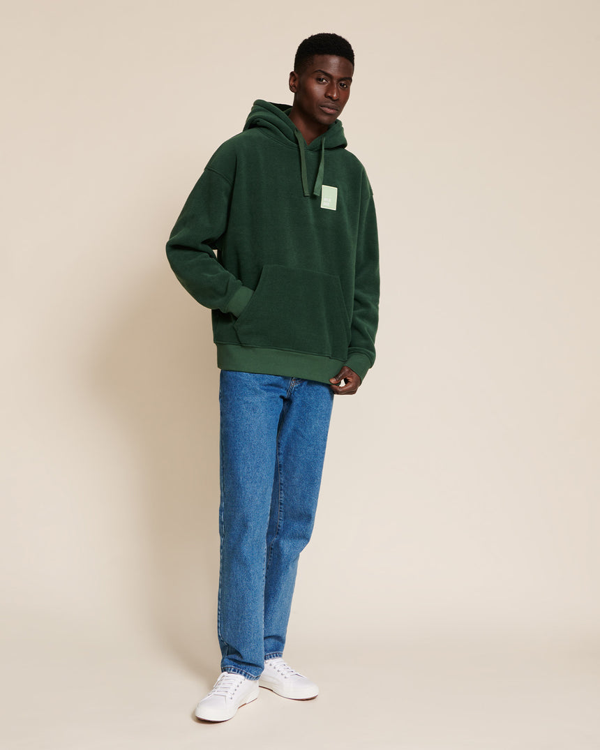 Sweat à capuche polaire en matière recyclée | Vert "wild dad vert nuit"