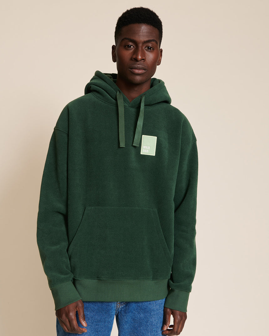 Sweat à capuche polaire en matière recyclée | Vert "wild dad vert nuit"