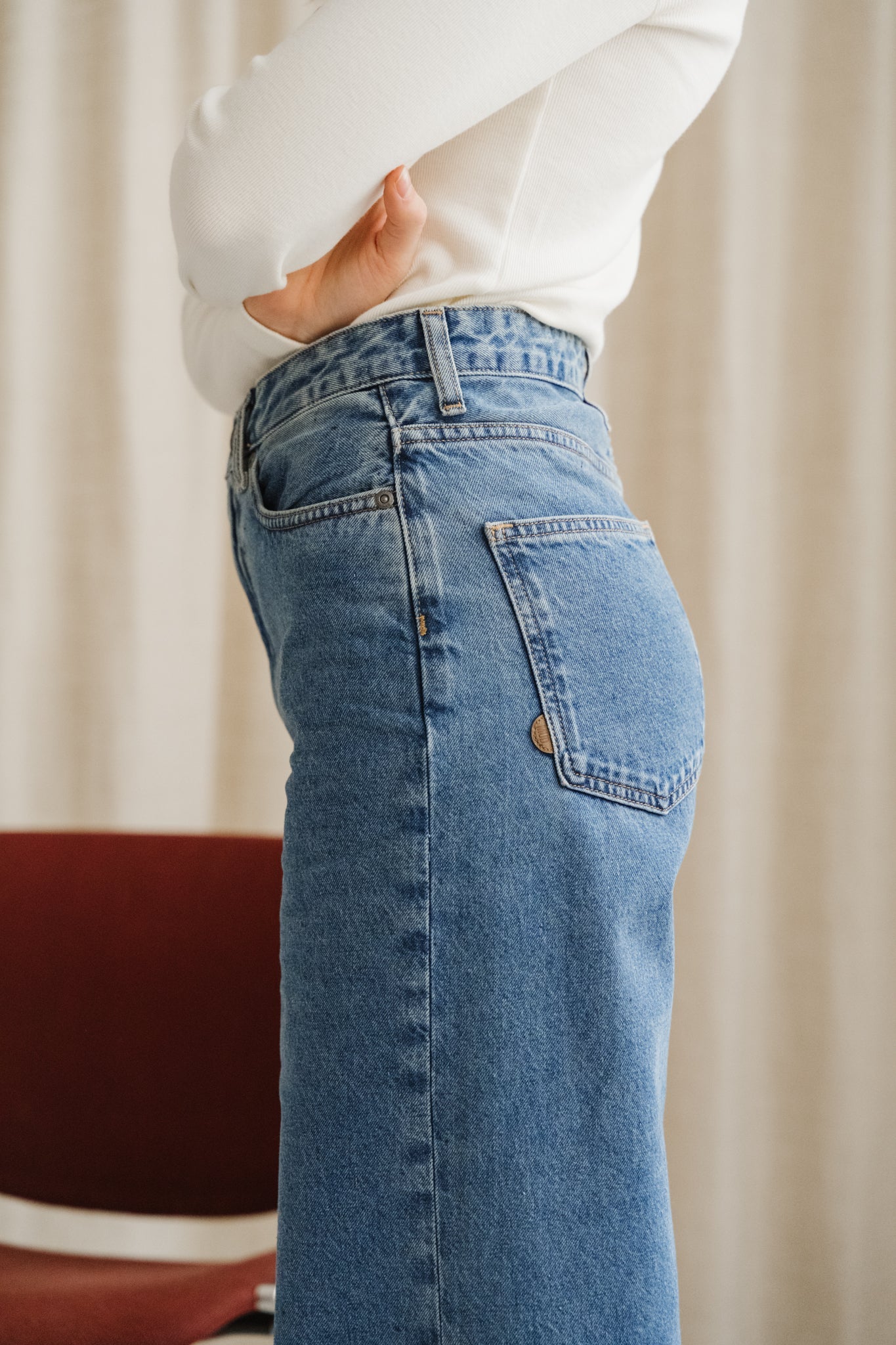 Jean évasé coton bio et recyclé | bleu "sara high loose - stone vintage"
