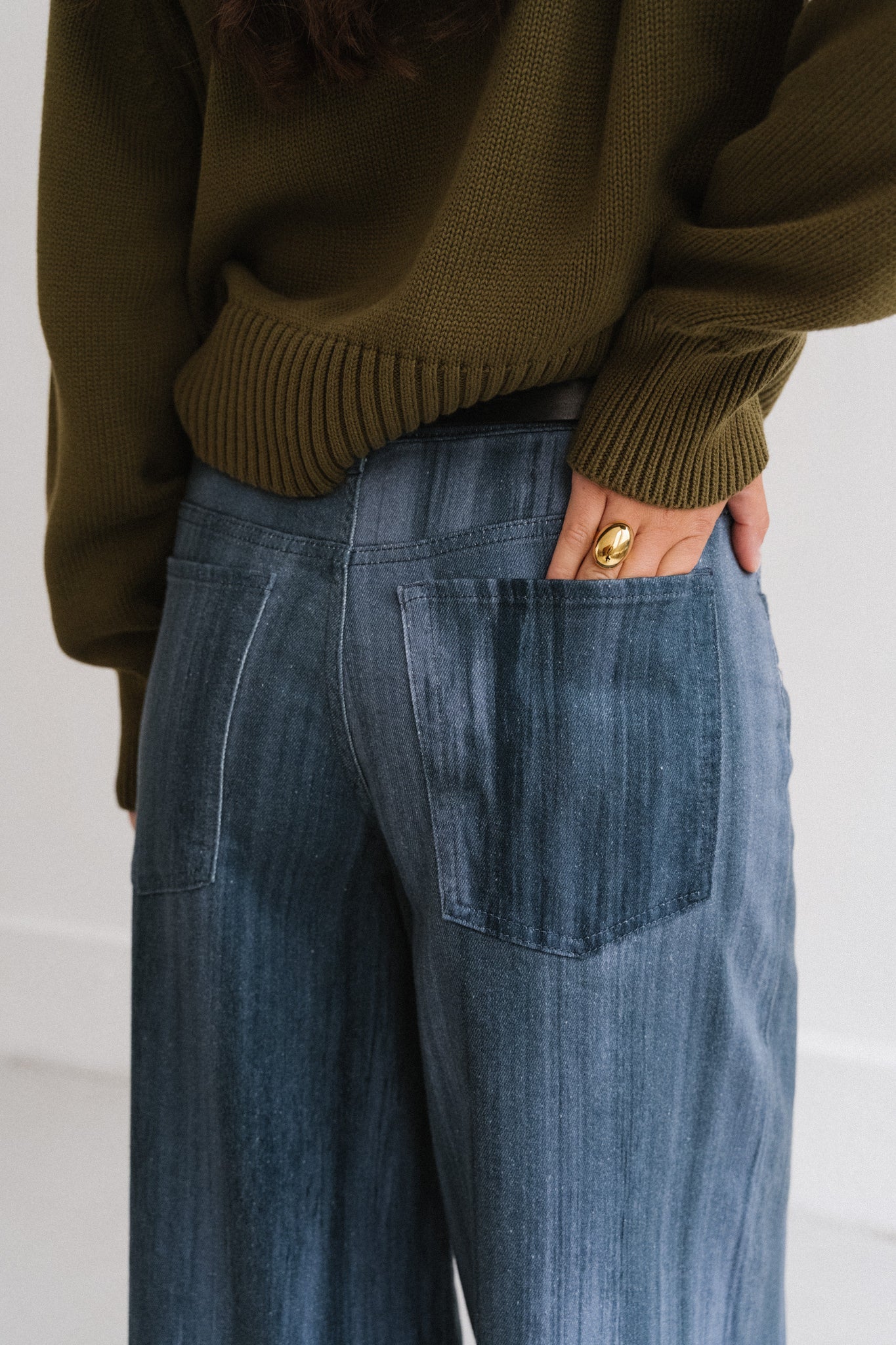 Pantalon large en coton bio | bleu "ombre blue hedda pants"