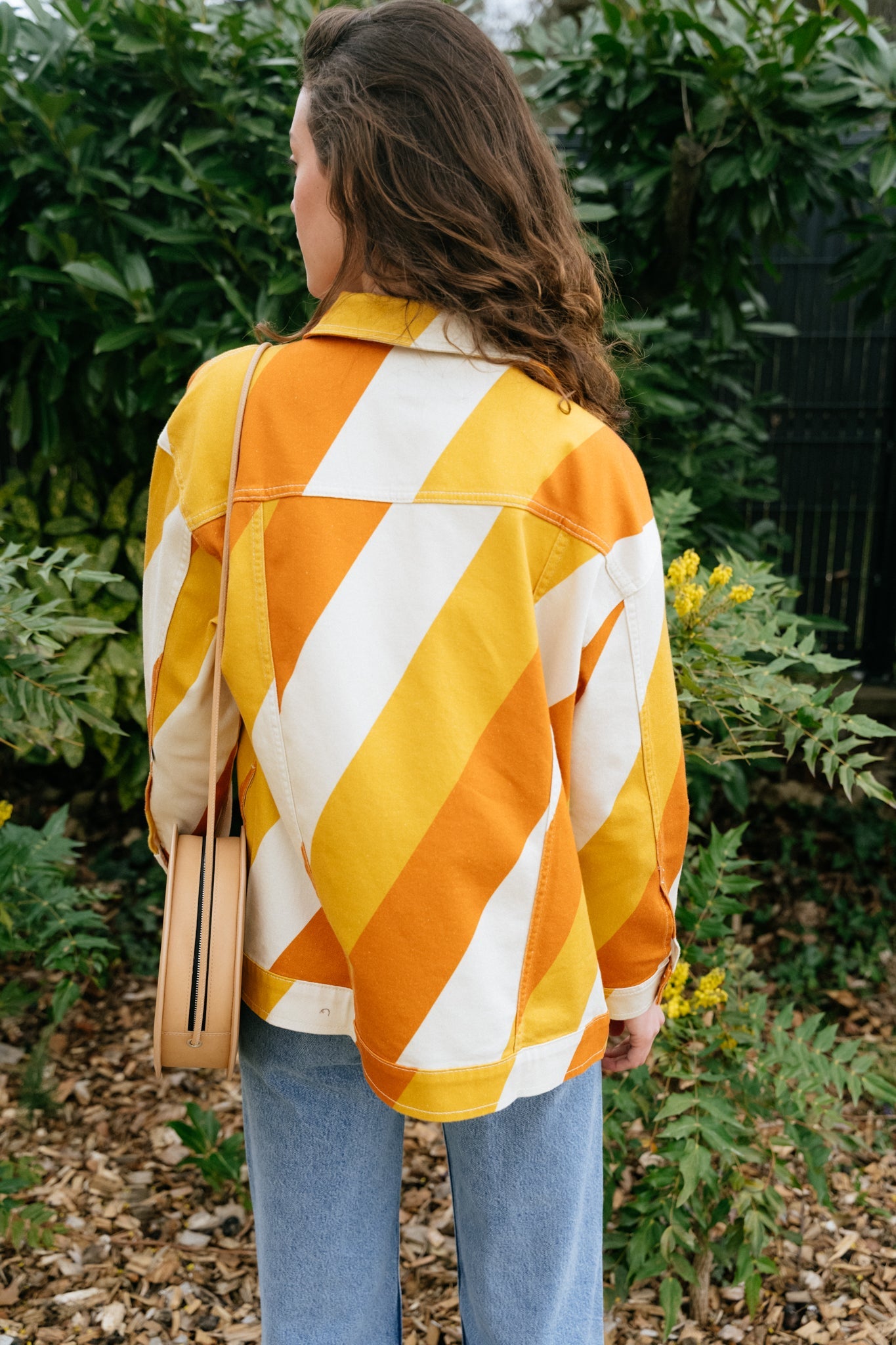 Veste rayée jaune et orange en coton bio - yellow slash phoebe jacket