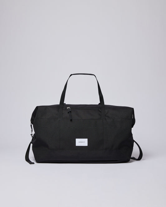Sac de voyage en matières recyclées - noir "milton black with black leather"