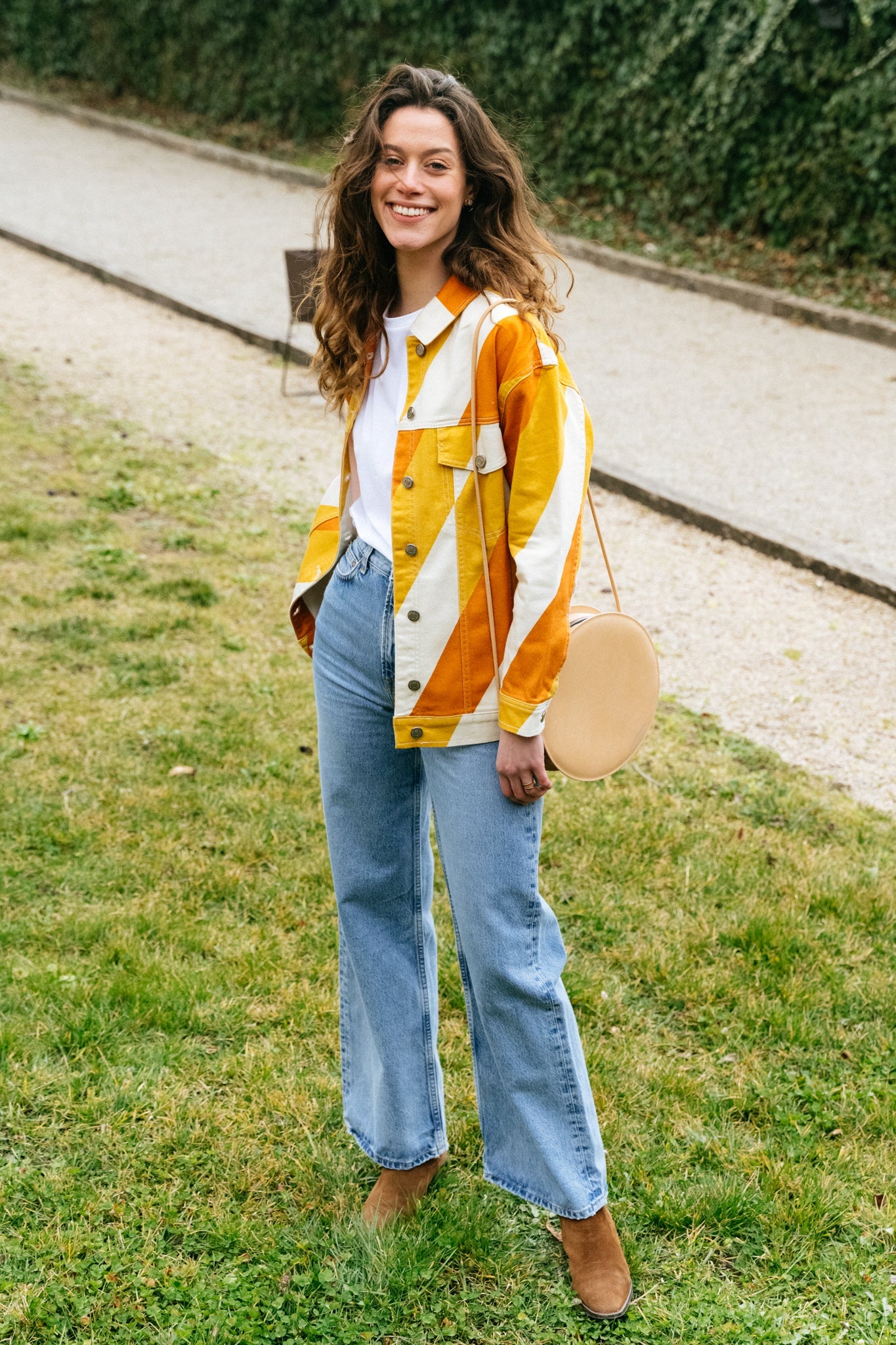 Veste rayée jaune et orange en coton bio - yellow slash phoebe jacket