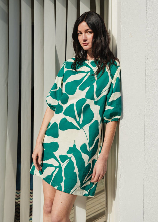 Robe en coton bio | Vert à motifs "greenery tunic sylvan green cadmium green"