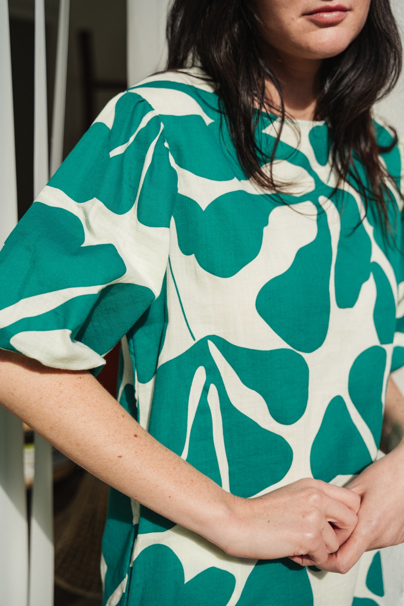 Robe en coton bio | Vert à motifs "greenery tunic sylvan green cadmium green"