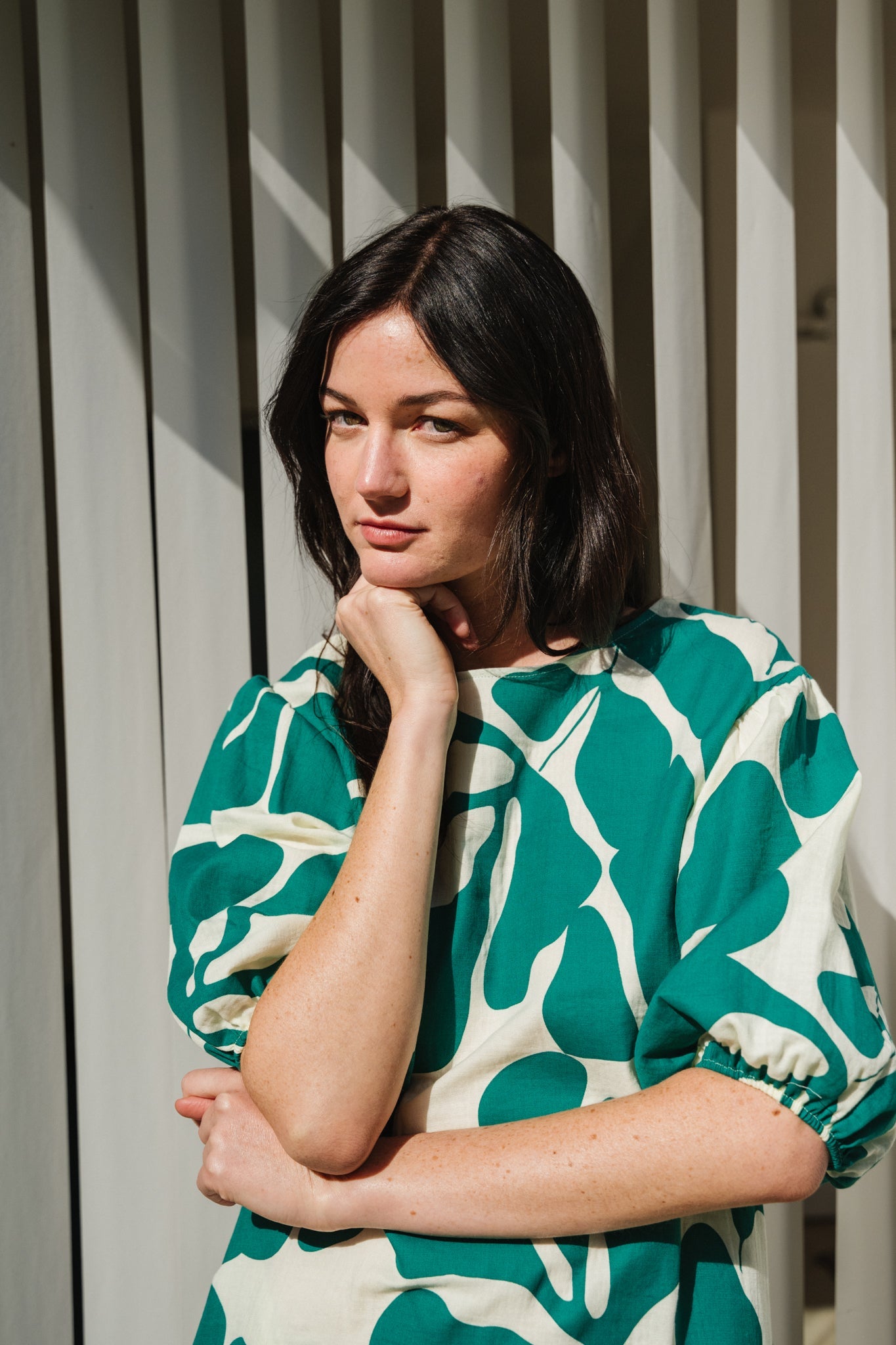 Robe en coton bio | Vert à motifs "greenery tunic sylvan green cadmium green"