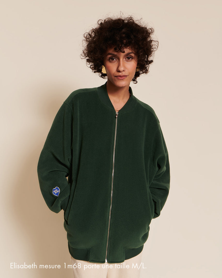 Bombers polaire en matières recyclées | vert "benny"
