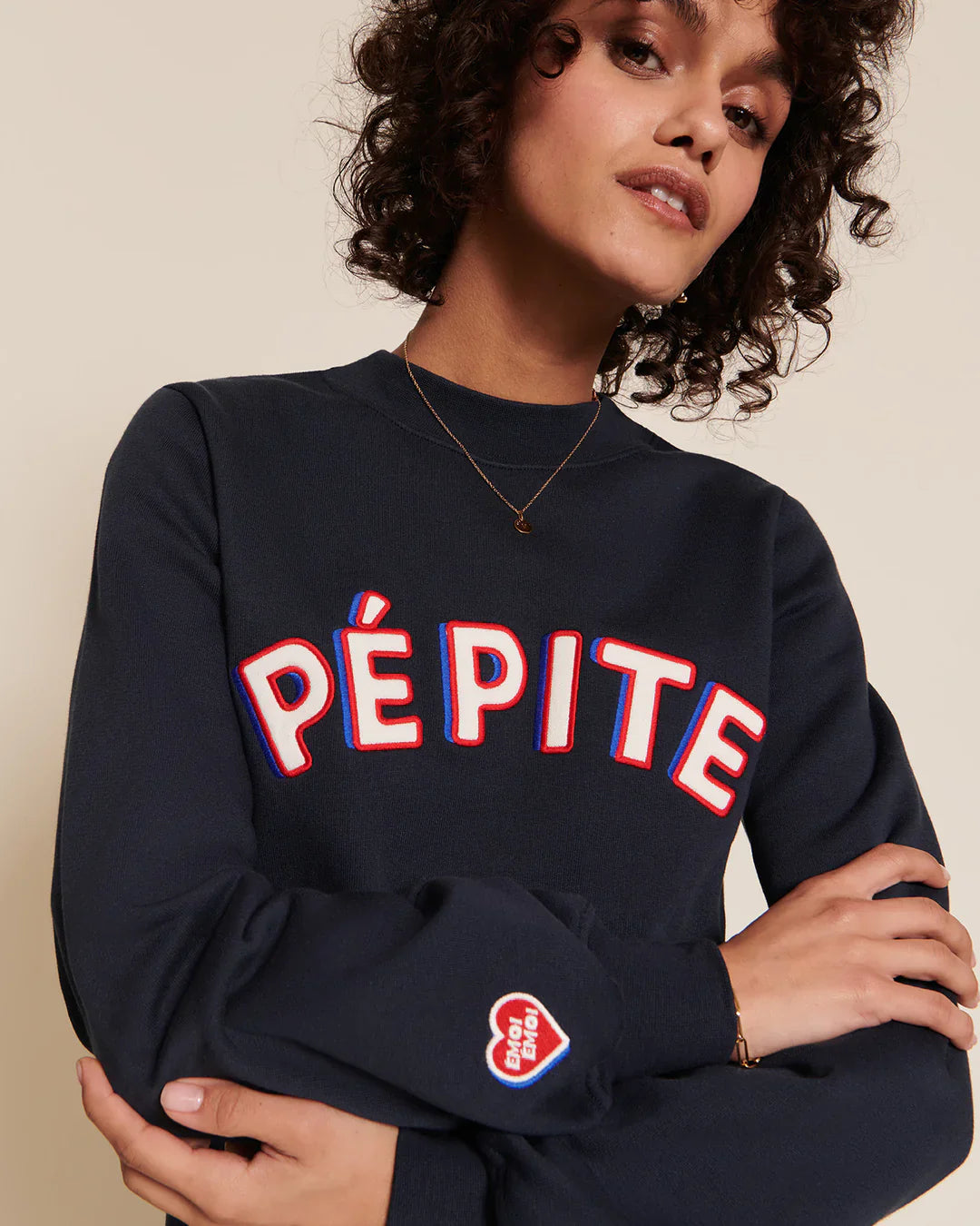 Sweat en coton bio | bleu nuit "pépite"