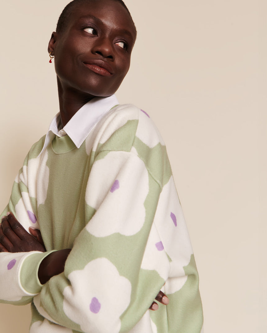 Sweat polaire en matières recyclées | vert "scarlett anémone"