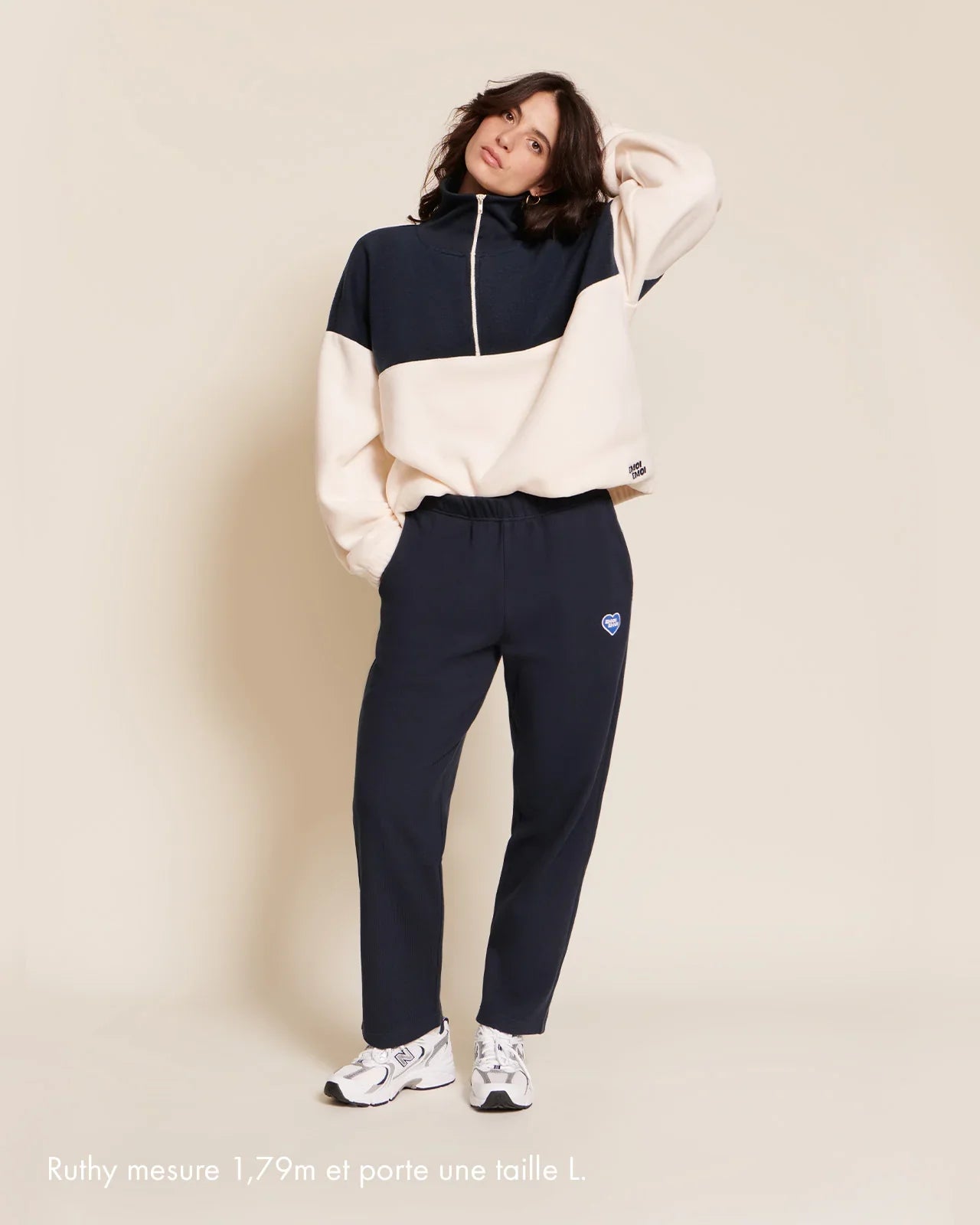 Le sweat sven en polaire recyclée - crème/nuit