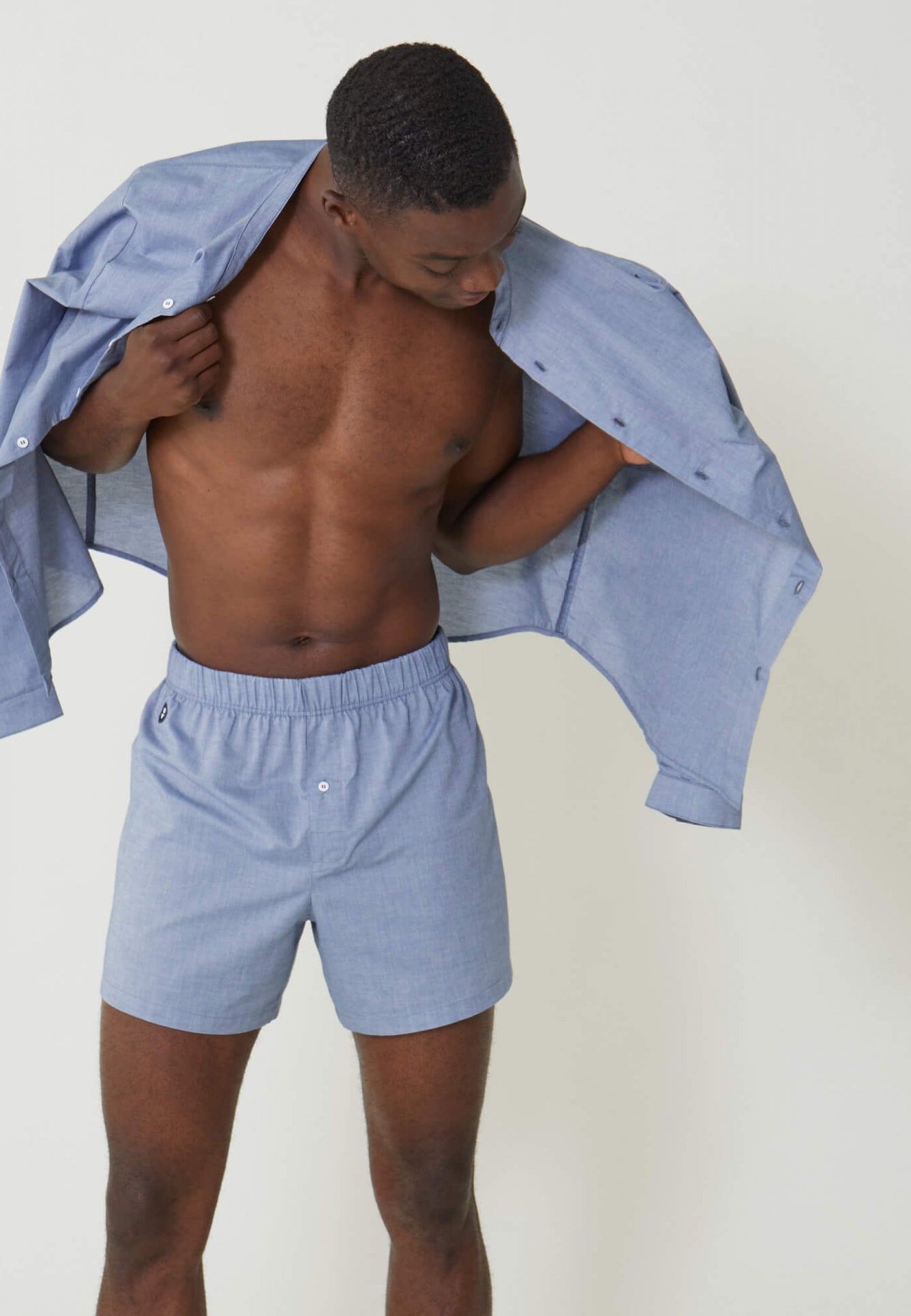Caleçon made in France en coton bio | bleu "jacques chambray"