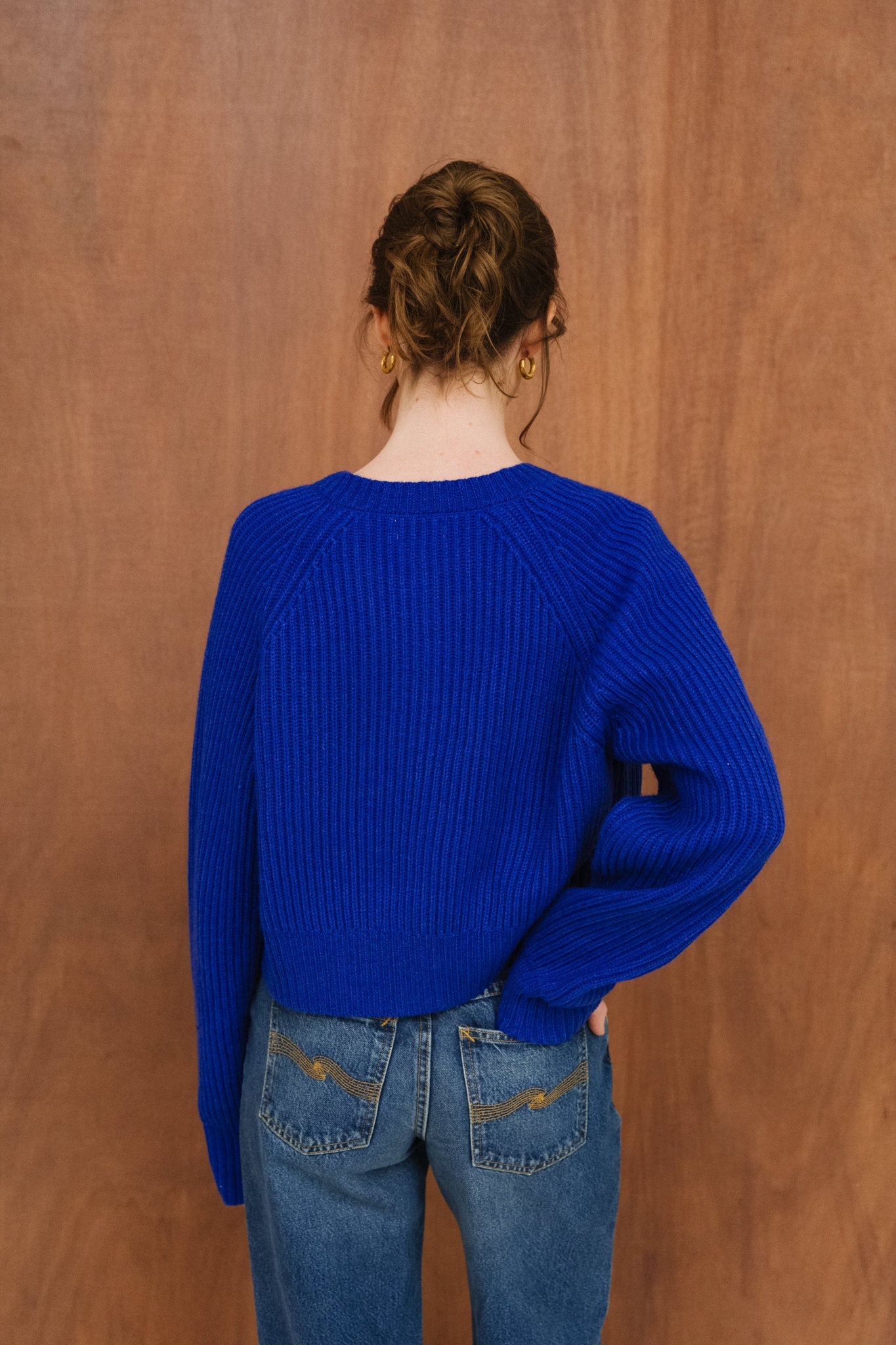 Gilet en laine bio | bleu "wool cropped cardigan blue klein"