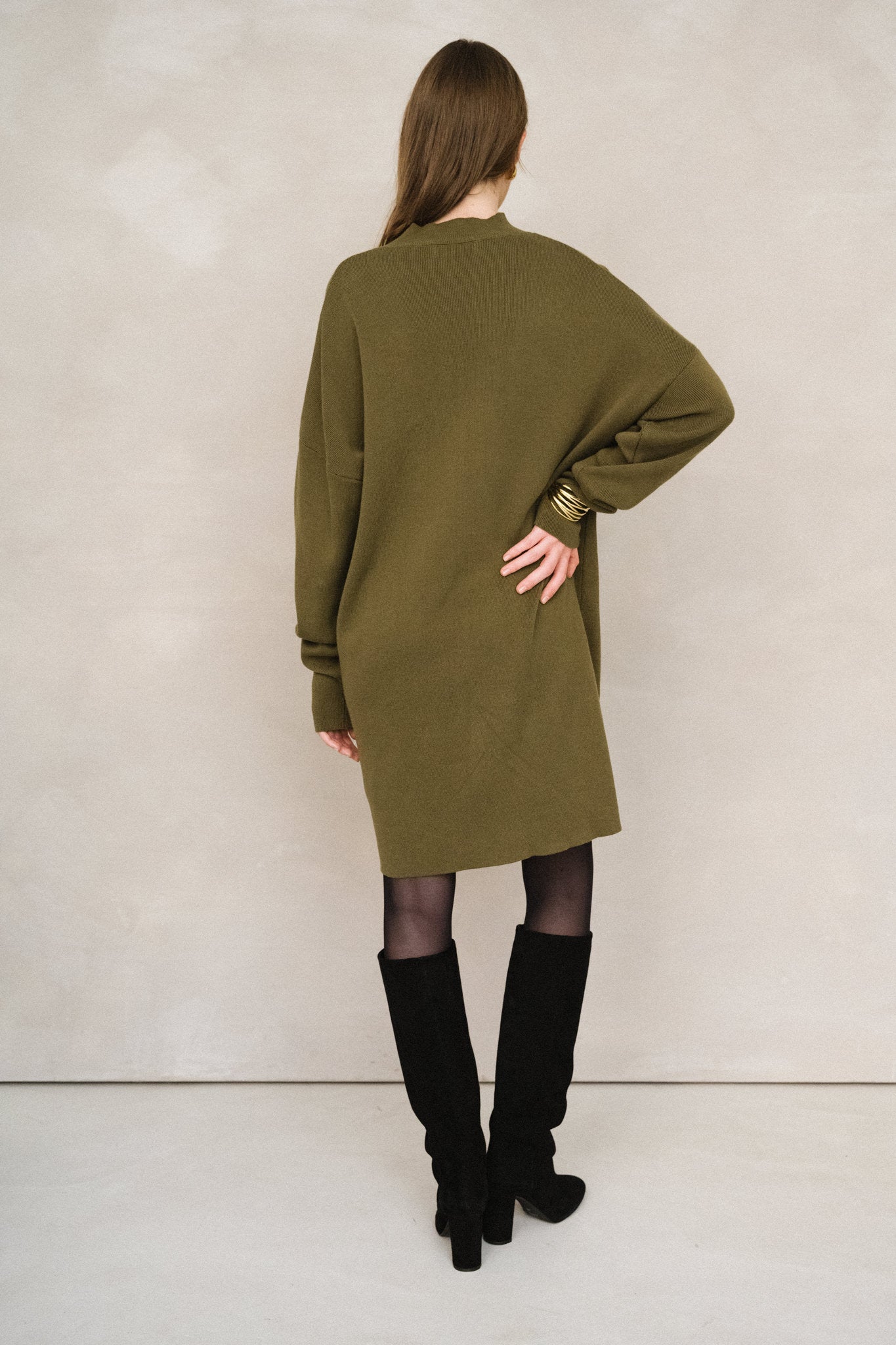 Robe pull en coton bio | olive "nuna - woody olive"