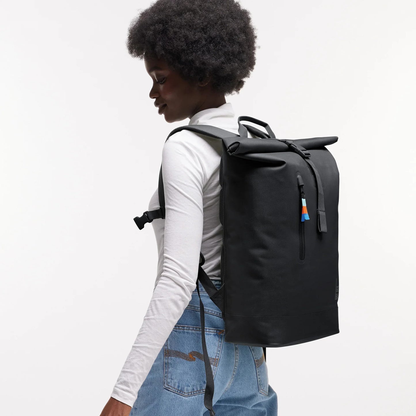 Sac à dos imperméable 26L en matière recyclée | noir "ROLLTOP LITE 2.0 MONOCHROME BLACK"