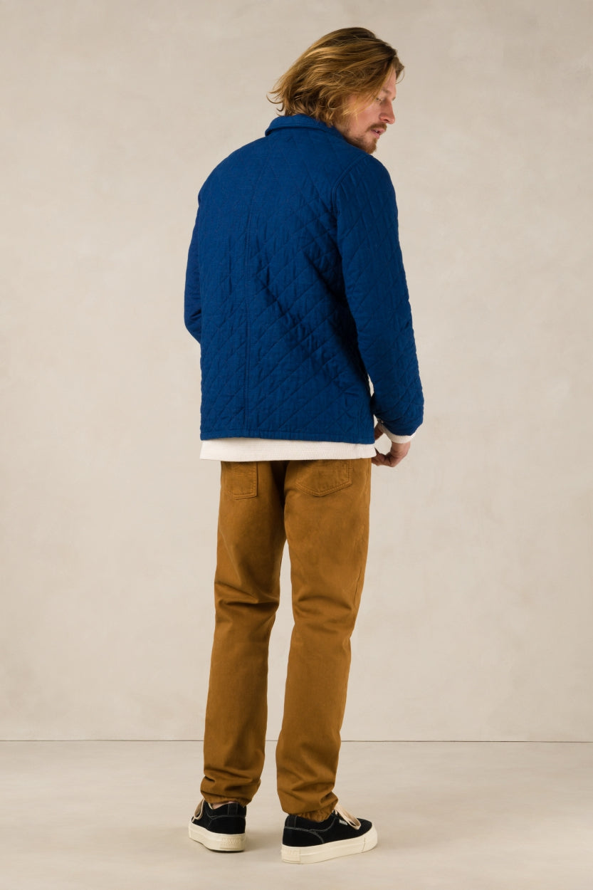 Veste matelassée droite en coton bio | Bleu indigo "duncan solid indigo"