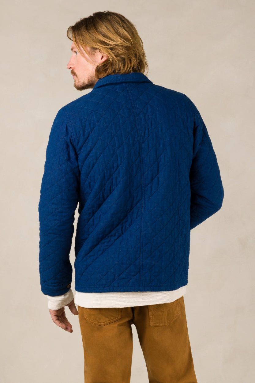 Veste matelassée droite en coton bio | Bleu indigo "duncan solid indigo"