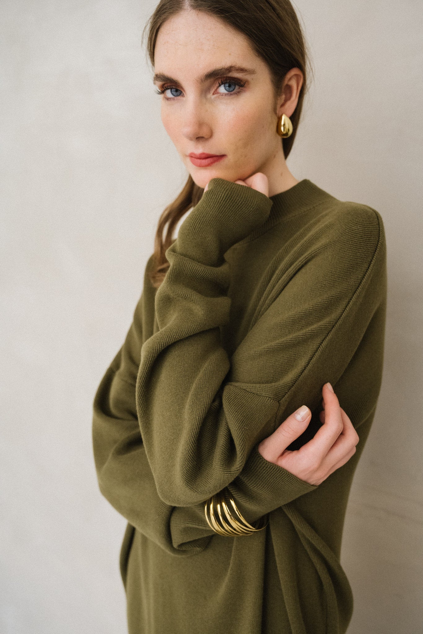 Robe pull en coton bio | olive "nuna - woody olive"