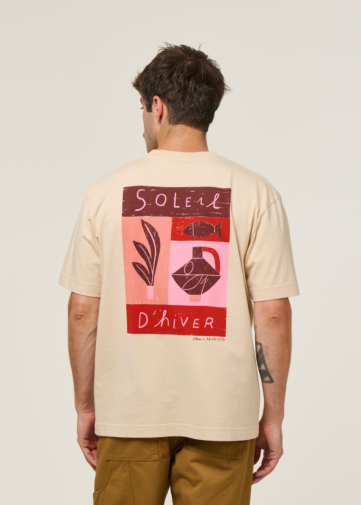 T-shirt oversize en coton bio | beige "soleil d'hiver creme"
