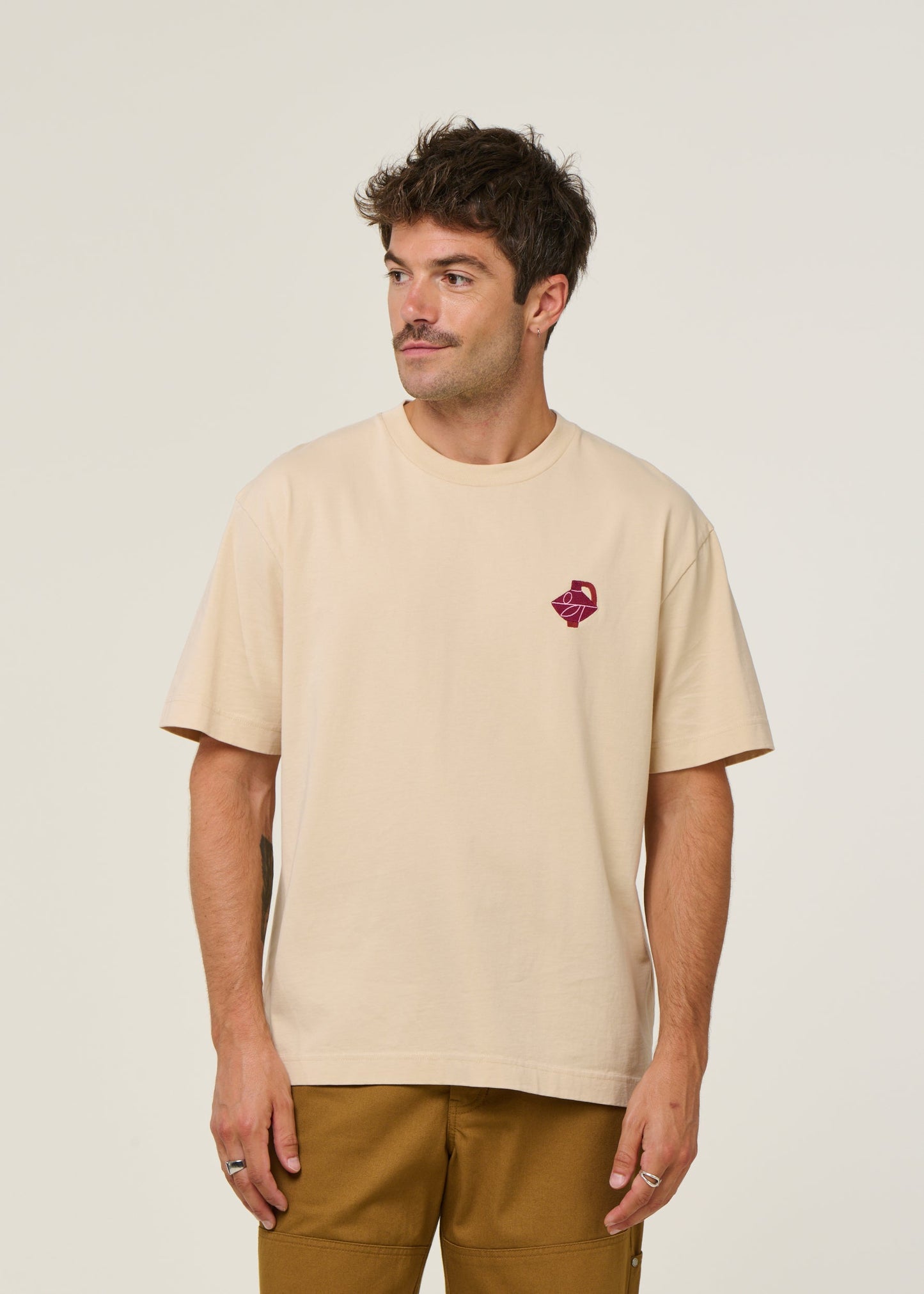 T-shirt oversize en coton bio | beige "soleil d'hiver creme"