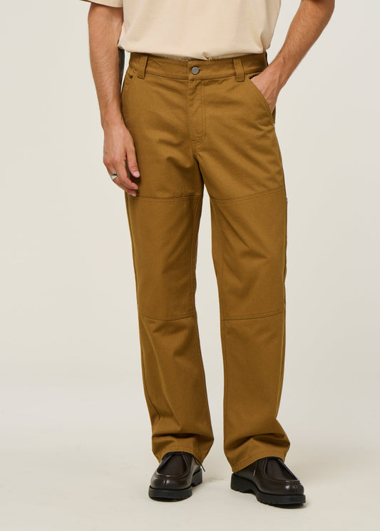 Pantalon à empiècements en coton bio | camel "light oak owen pants - ecru"