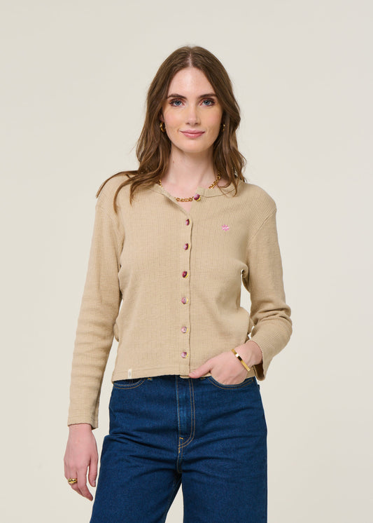 Gilet en coton bio | beige "impression - taupe"