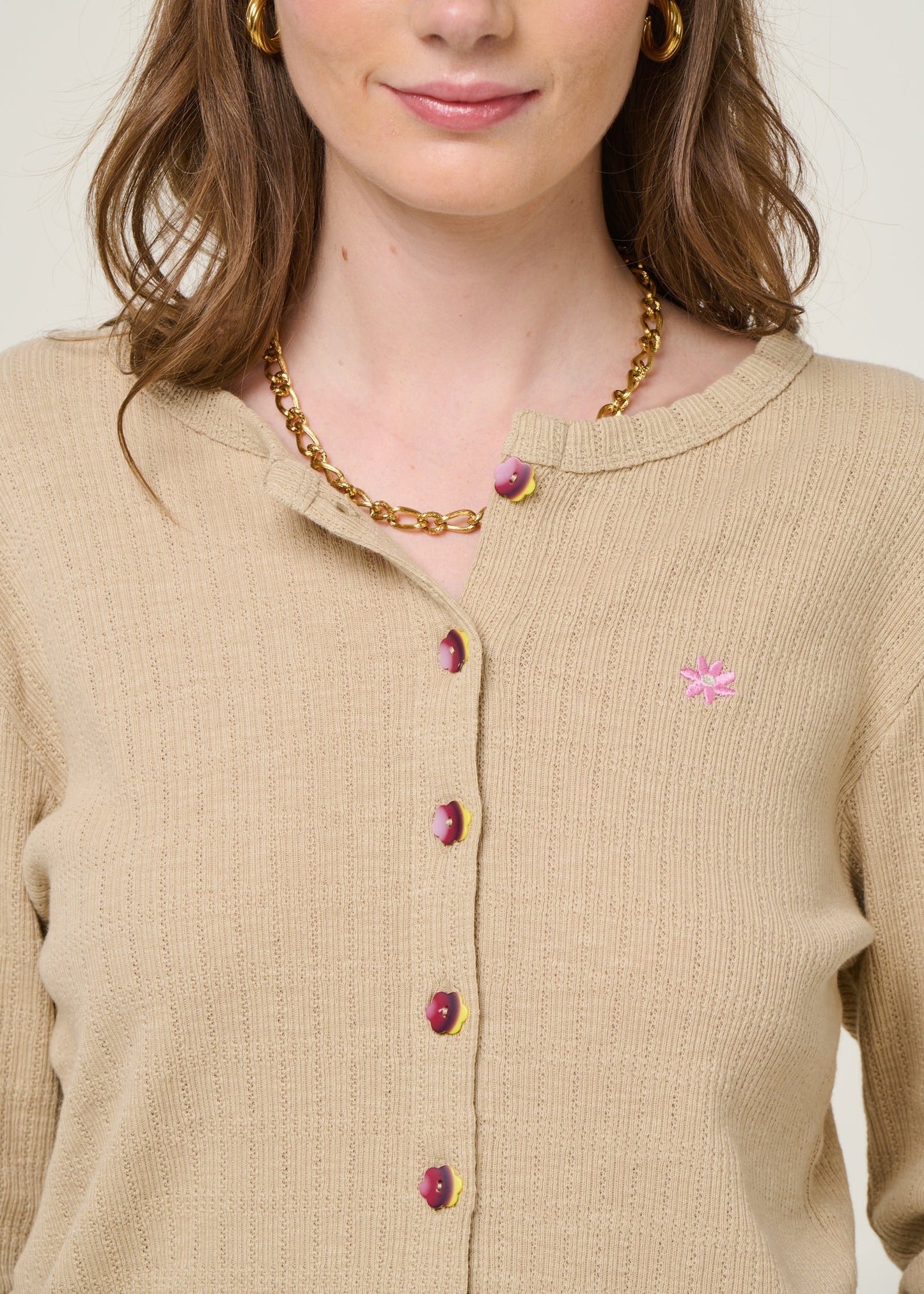 Gilet en coton bio | beige "impression - taupe"