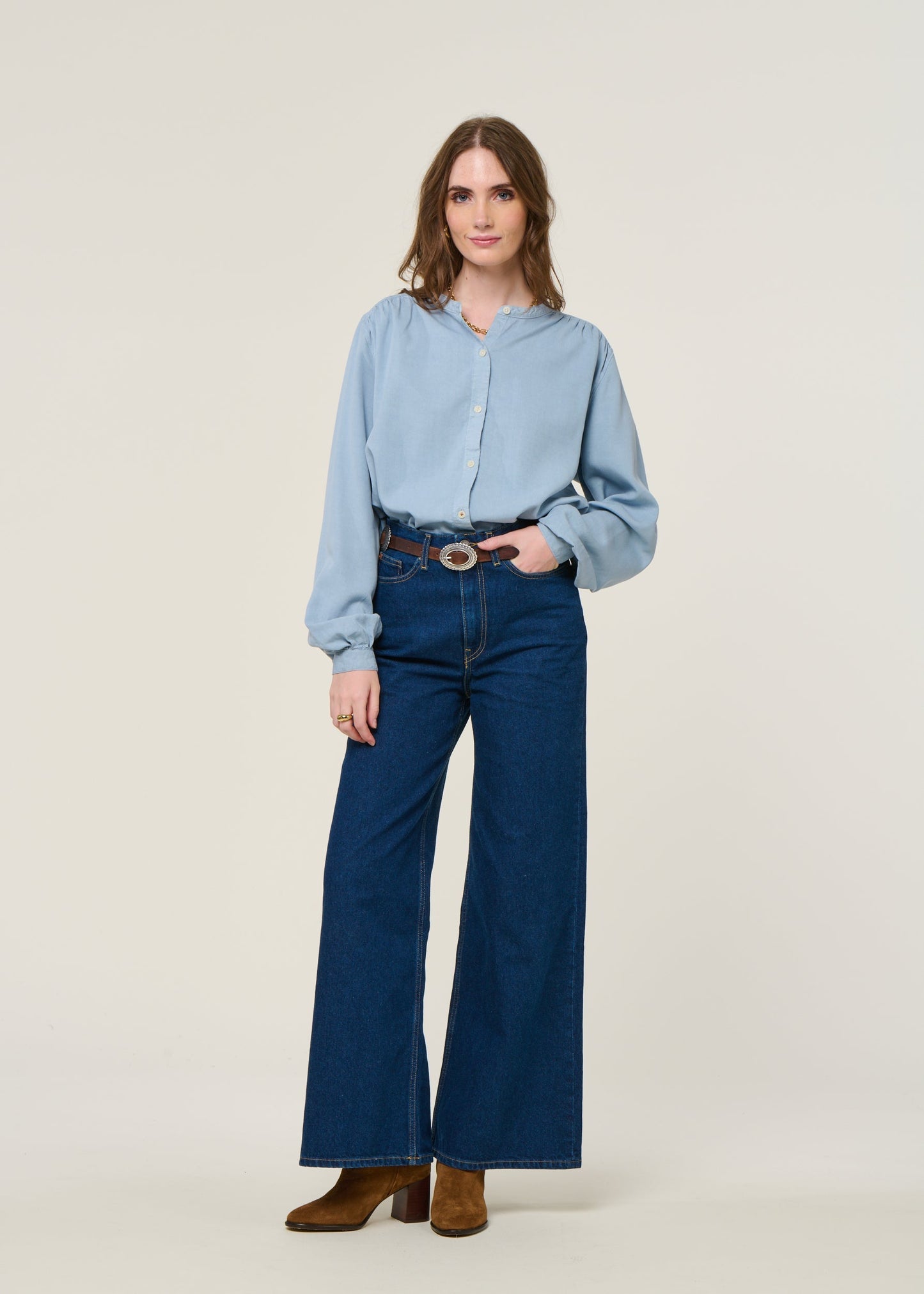 Blouse en tencel | bleu clair 'evi tencel blouse - cloud blue'
