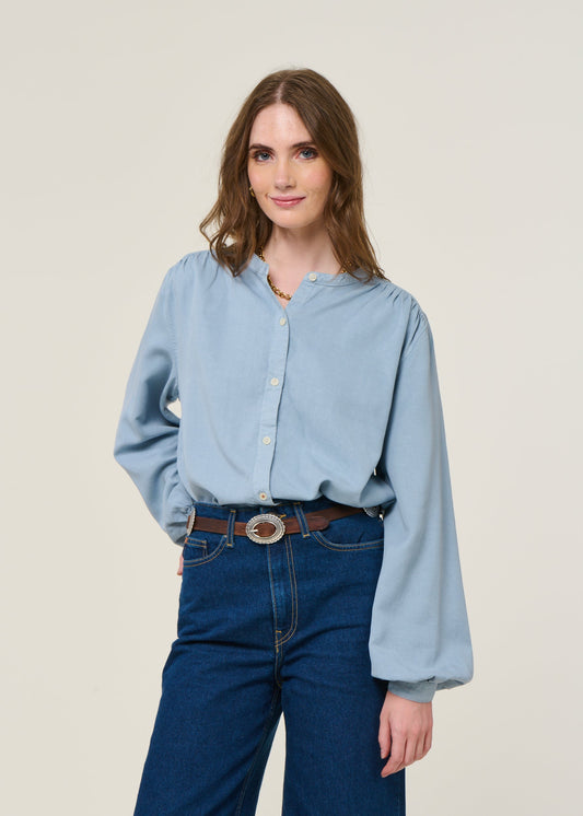Blouse en tencel | bleu clair 'evi tencel blouse - cloud blue'